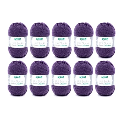 Afbeelding van Gründl Hot Socks Pearl Uni Breiwol (knuffelzachte sokkenwol van 75% merinowol, 20% polyamide, 5% kasjmier, 50 g / 200 m, naalddikte: 2,5 3, 10 x g), aubergine, 40 37 11 cm
