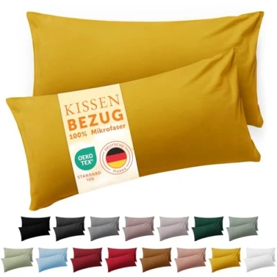 Afbeelding van Blumtal Kussensloop Microvezel Kussenhoes 40 x 70 cm Spicy Mustard Set van 2