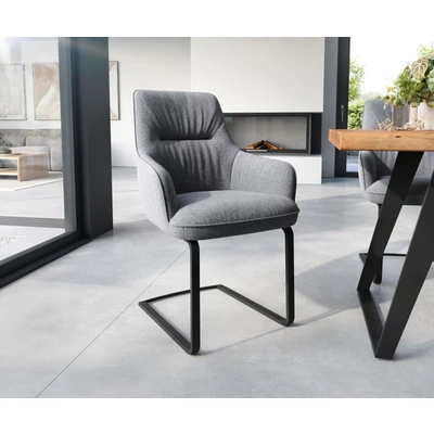 Afbeelding van sledemodel Zelia Flex met armleuning vlak zwart structuur lichtgrijs