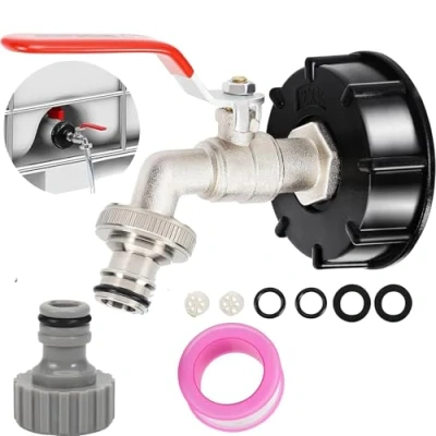Afbeelding van HUFHNWSO IBC Tankconnector, 1000 l watertank adapter tuinslang, 1/2 inch slangaansluiting kraan, liter S60 x 6 accessoires