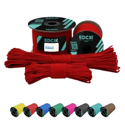 Afbeelding van EdcX 2 mm nylon paracord 275 (15, 30, 50 en 100 m) 100% touw, 3 strengen koord, in vele kleuren (rood, 30