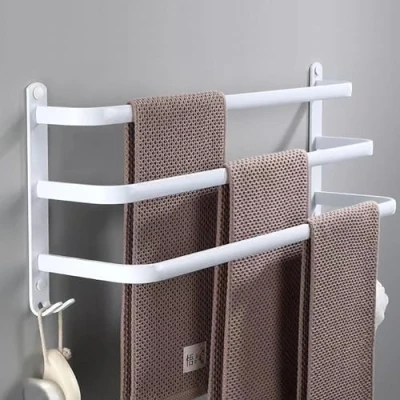 Afbeelding van 80 cm handdoekhouder zonder boren, wit, badkamer, voor badkameraccessoireset, keuken, handdoekstang boren
