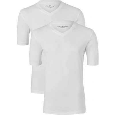 Afbeelding van Casa Moda T shirts (2 Pack) V neck wit Maat 6XL