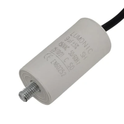 Afbeelding van Lumonic Startcondensator met Kabel 25cm I 9µF 450V 30x60mm 9uF Motorcondensator kunststof behuizing Bedrijfscondensator voor pompen, gra