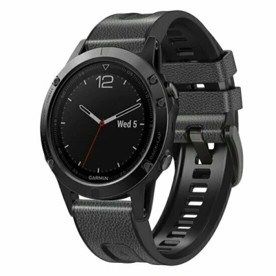 Afbeelding van leer + siliconen bandje Donkergrijs Garmin Tactix 8 47mm