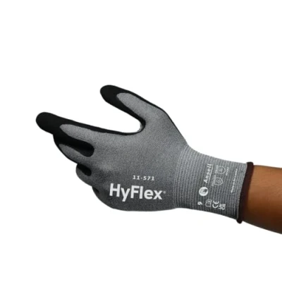 Afbeelding van Ansell HyFlex 11 571 Snijbestendige, schuurbestendige nitrilcoating, zeer beschermende professionele werkhandschoenen, heren &amp; dames, Grijs, Maat L (1 paar)