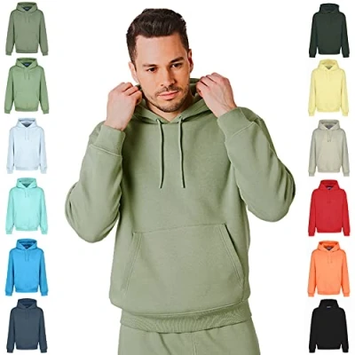 Afbeelding van RIPT Essentials RCSWT763 Heren Hooded Soft Touch Loungewear Hoodie Sweatshirt Top, Khaki, M