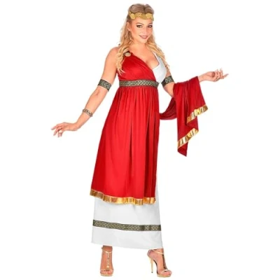 Afbeelding van Widmann Griekse &amp; Romeinse Oudheid Kostuum Keizerin Cornelia Cunicula Vrouw Rood, Wit / Beige Medium Carnavalskleding Verkleedkleding