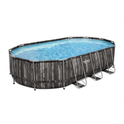Afbeelding van Zwembad Bestway Power Steel Set Ovaal Hout Grijs (610 x 366 122 cm)