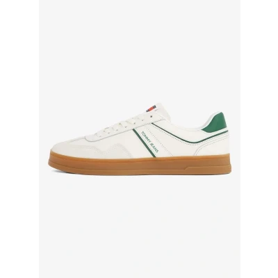 Afbeelding van Tommy Jeans leren sneakers wit/groen
