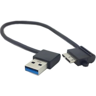 Afbeelding van USB Micro B haaks naar haakse A kabel USB3.0 tot 2A / zwart 0,25 meter