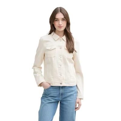Afbeelding van TOM Tailor Denim Spijkerjas, Dames, Maat: Small, Off white