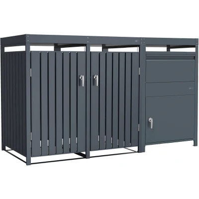 Afbeelding van AXI Leon Containerombouw Met Louis Pakketbrievenbus Antraciet 2 containers Metaal Max. 240L per container Goede ventilatie plantenbak Afsluitbaar