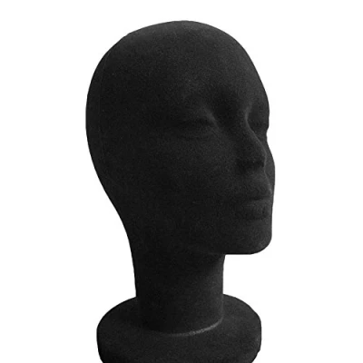 Afbeelding van Vrouwelijke Mannelijke Mannequin Foam Hoofd Styrofoam Manikin Model met Flocking Stof Oppervlak voor Headset Hoed Cap Pruik Haar Bril Display Stand