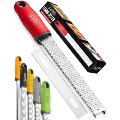 Afbeelding van Orblue Citroenpitter en kaasrasp hoogwaardige citruszester keukenrasp voor Parmezaanse kaas, chocolade, fruit, groenten, gember, knoflook, nootmuskaat, rood