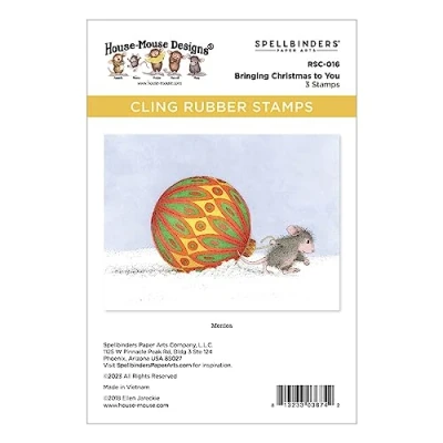 Afbeelding van Spellbinders Bringing Christmas to You Cling Rubber Stempel Set uit The House Mouse Holiday Collection