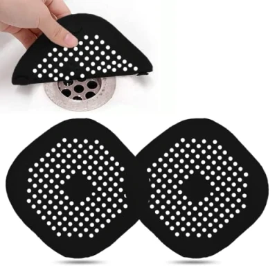 Afbeelding van Afvoerzeef, 2 Stuks Afvoerbescherming, Afvoer Protector Filter, Afvoerzeef Siliconen, voor Badkamer, Keuken, Gootsteen(2 Zwart)