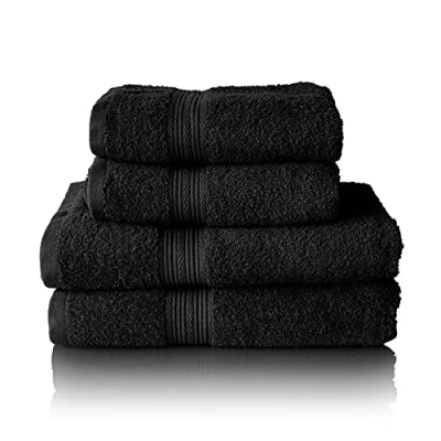 Afbeelding van Glart Premium badstoffen handdoekenset, kleur: ZWART, 2 douchehanddoeken van 70 x 140 cm en handdoeken 50 100