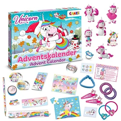 Afbeelding van CRAZE UNICORN eenhoorn adventskalender voor kinderen, speelgoed kerstkalender meisjes met en accessoires