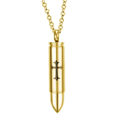 Afbeelding van Mendes kettinghanger Edelstaal Goudkleurig Bullet Cross