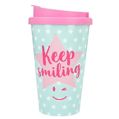 Afbeelding van Depesche 2180.029 To Go beker van kunststof met spreuk, 350 ml, herbruikbaar, Keep Smiling
