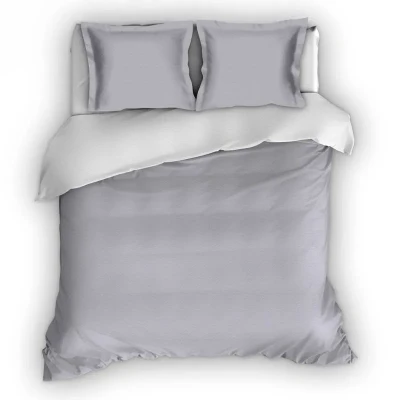 Afbeelding van Dekbedovertrek Romanette Comtesse Zilver Wit Flanel 240 x 200 / 220 cm Lits Jumeaux