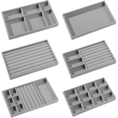 Afbeelding van Ibenzoa® Sieraden Organizer Set met 6 Stuks Stapelbare Fluwelen Lade Inzetstukken voor Divers Gebruik