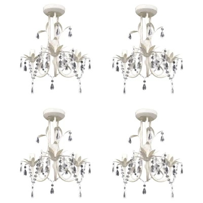 Afbeelding van Kroonluchters kristal 4 st elegant wit