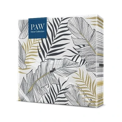 Afbeelding van PAW Papieren Servetten 3 laags (33 x 33 cm) I 20 Stuks Gedrukt met Inkt op Waterbasis Verjaardag Decoratie Tafelversiering Natuur, Dieren Motief Kleur: Exotic Leaves