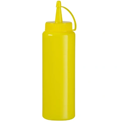 Afbeelding van HENDI Squeeze fles, geel, 0,35L, saus dispenser, knijpfles, lekvrij, herbruikbaar, ketchup, mosterd, olijfolie, ø55x(H)205mm, polyethyleen