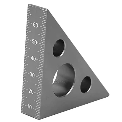 Afbeelding van Rechte hoek liniaal, 45/90 graden mat aluminium legering mini haakse liniaal houtbewerking meetinstrument voor bouwers, timmerlieden, ambachtslieden, architecten