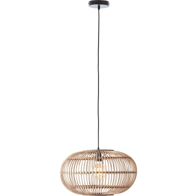 Afbeelding van Brilliant Woodball Hanglamp E27 max 1x60W Zwart/Rotan