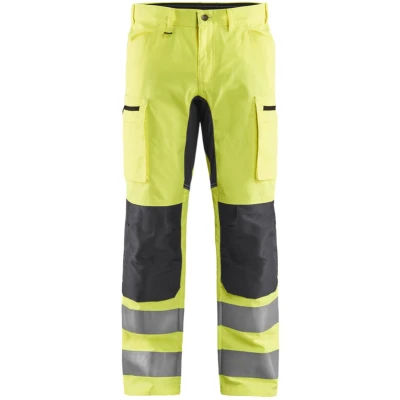 Afbeelding van Blaklader HIgh Vis broek met stretch 1585 1811 Geel/Medium Grijs C64