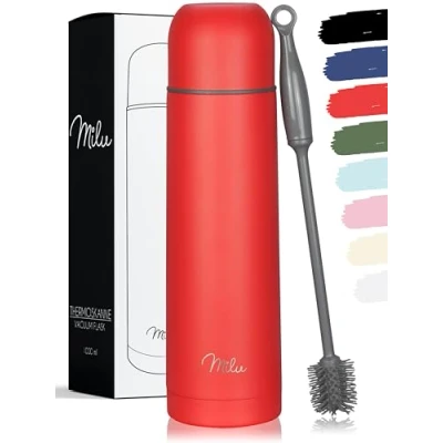 Afbeelding van Milu Thermosfles 1L, 750ml, 500ml Geïsoleerde roestvrijstalen drinkfles, 100% lekvrij, dubbelwandige isolatie (rood, 1000 ml)