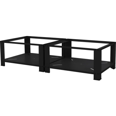 Afbeelding van Set van 2 Wasmachine Onderstellen met Uitschuifbare Planchet Zwart Staal ML Design
