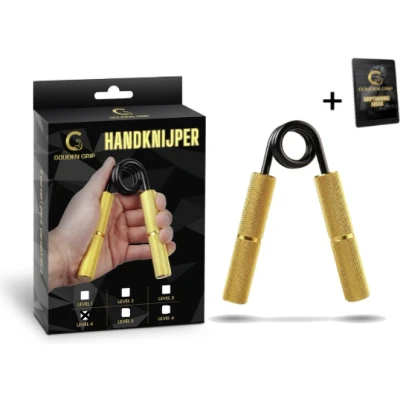 Afbeelding van Gouden Grip Handknijper Level 4 (90kg) + GRATIS Griptraining E book Handtrainer Handgripper Fitness Knijphalter Onderarm trainer Heavy Buigveer