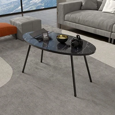 Afbeelding van [en.casa] Salontafel Skærbæk 43x90x50 cm marmer zwart en houtkleurig