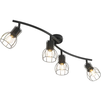 Afbeelding van QAZQA Moderne plafondlamp zwart 86 cm 4 lichts Botu