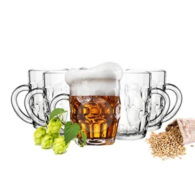 Afbeelding van 6 x bierglazen met handvat, 500 ml, bierzijde, bierkruiken, bierglas, bierpul glas