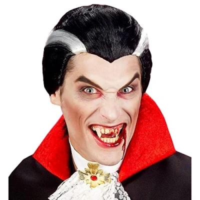 Afbeelding van Widmann 6344D pruik vampier, grijs zwart, Dracula, themafeest, carnaval
