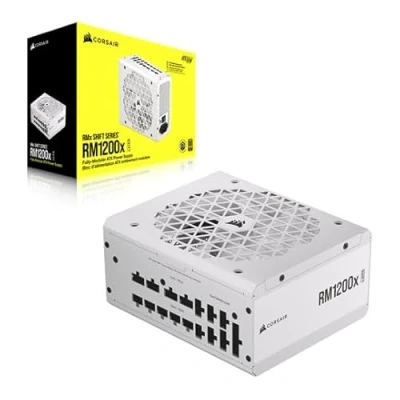 Afbeelding van CORSAIR RM1200x SHIFT volledig modulaire ATX voeding 80 PLUS goud 3.0 PCIe 5.0 nul toerental zijinterface wit
