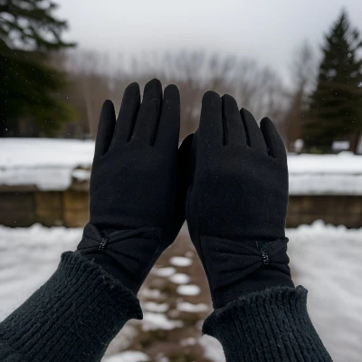 Afbeelding van handschoenen Dames Zwart Winddicht Wanten Warm en Zacht met Voering Winter One Size