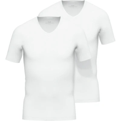 Afbeelding van Gotzburg heren T shirts slim fit V hals (2 pack) fine rib wit Maat: M