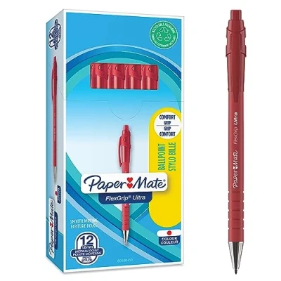 Afbeelding van Paper Mate Flexgrip Ultra balpen middelste punt (1,0 mm) rood 12 stuks doos