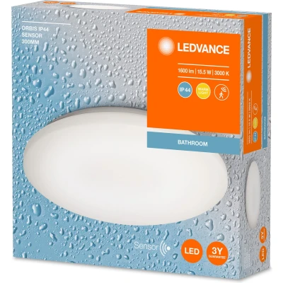 Afbeelding van LEDVANCE ORBIS LED badkamerlamp met sensor, plafondlamp IP44 warm wit