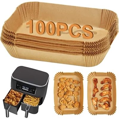 Afbeelding van Usper Verbeterde Airfryer Wegwerp Papier Liners voor Ninja Dual AF400UK AF300UK, 8.7Inch Perkament Liner Accessoires DZ201, Toren, Salter, Instant, Dubbele Zone