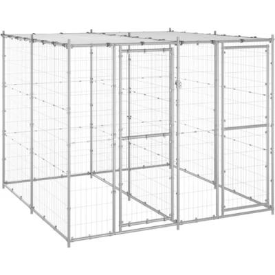 Afbeelding van vidaXL Hondenkennel met dak 4,84 m² gegalvaniseerd staal