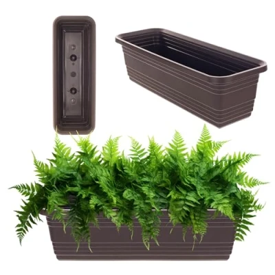 Afbeelding van KADAX Bloembak, balkonpot van kunststof, weerbestendige plantenbak, bloempot, leuningbak voor het kweken bloemen, kruiden en planten (mokka, 50 cm)
