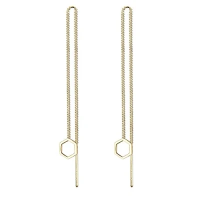 Afbeelding van Elli Damesoorbellen met kettinglook hexagon hanger, basic van 925 sterling zilver, Facetgeslepen, Zonder