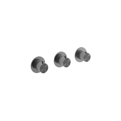 Afbeelding van HotBath Archie Afbouwdeel douche thermostaat met 2 stopkranen Geborsteld Gunmetal PVD AR7067EXTBGP